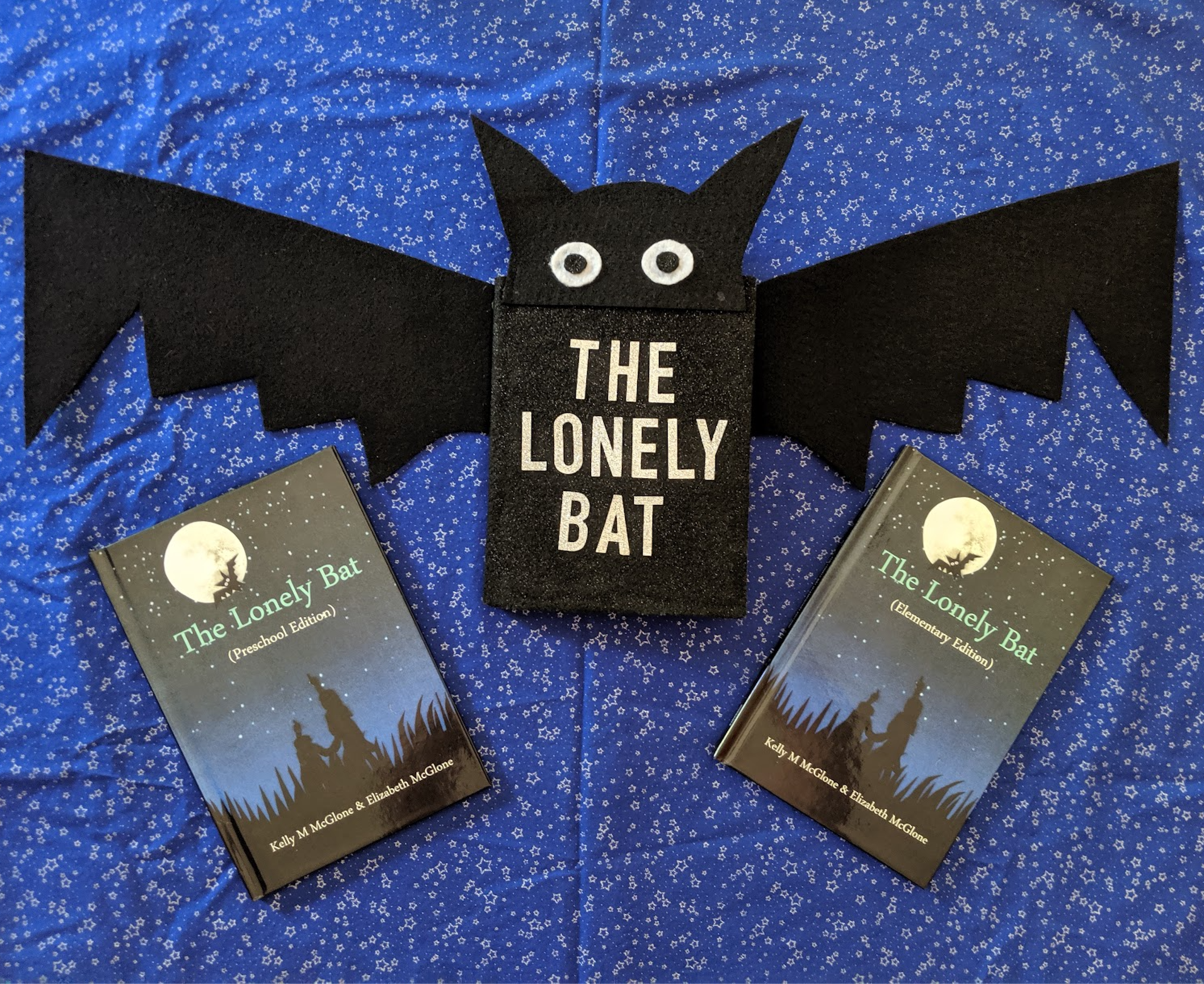 Lonely Bat Books on tablecloth